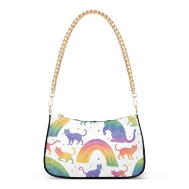 Imagem de CEBUGI Bolsas transversais para mulheres, bolsa de ombro para gatinhos, bolsa clutch estilosa com alça de corrente