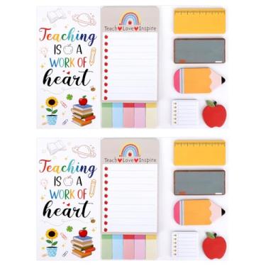 Imagem de Bluckincle Conjunto de 2 unidades de notas adesivas para professores, acessórios de mesa de escritório, presentes de agradecimento de professores para Natal, agradecimento, Páscoa, formatura, fim de