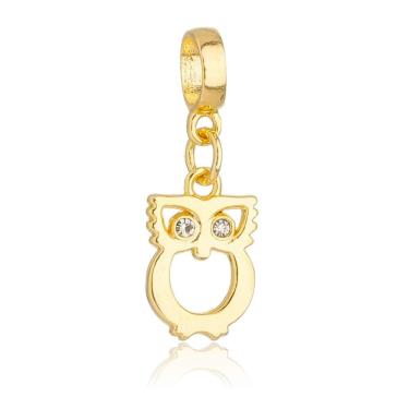 Imagem de Pingente Berloque Coruja Strass Pandora Banhado a Ouro 18k