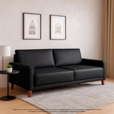 Imagem de Sofá 3 Lugares 2m Fixo Living Tecido Sintético Madeira Maciça Almofada