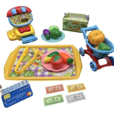 Imagem de Kit Supermercado Comidinhas Brinquedo Cozinha Infantil Frutas Legumes 
