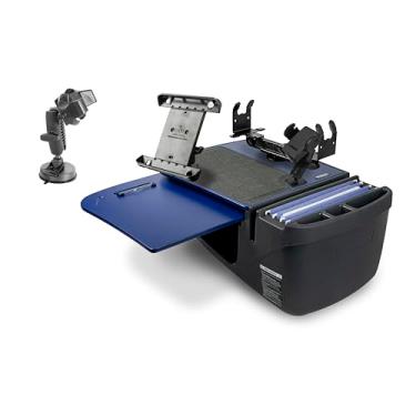 Imagem de AutoExec Mesa de carro GripMaster para sua estação de trabalho de veículo e escritório móvel, azul, com suporte para telefone, suporte de impressora, suporte para tablet e suporte de sucção para