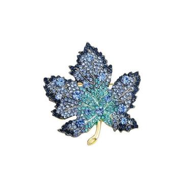 Imagem de Broche de bordo com strass, design de flor de folha de cristal vintage moderno para festa de casamento, presente de joias de ação de graças, 4.5CM, Zinco, Sem Pedra Preciosa