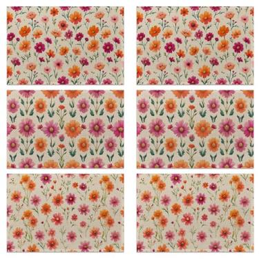 Imagem de Conjunto de 6 jogos americanos boêmios, verde e azul, linho lavável para o Natal, Ação de Graças, festa e jantar diário, tapetes de mesa decorativos para mesa de 4 a 6 pessoas