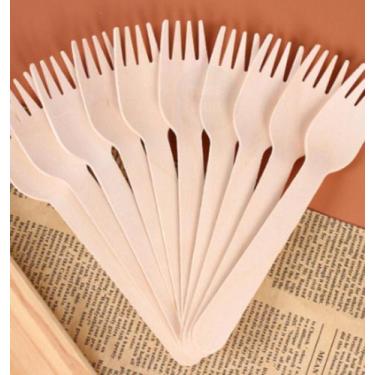 Imagem de 500 Garfo De Madeira Biodegradável 16 Cm - Refeição E Salada - Copos B