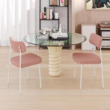 Imagem de 2 Un. Cadeira Fixa Estofada Mynna c/Pés Brancos - Compace