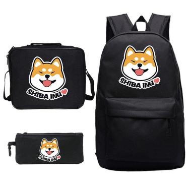 Imagem de Conjunto de mochilas Shibas Inu Satchel, bolsa escolar impressa para crianças