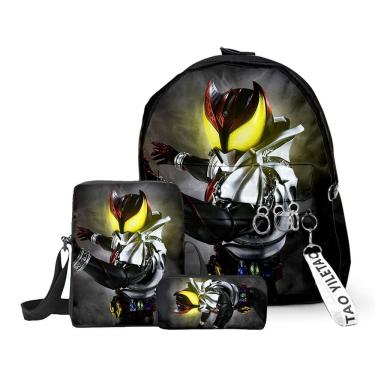 Imagem de Mochila escolar Kamens Riders Anime, conjunto de 3 peças para crianças
