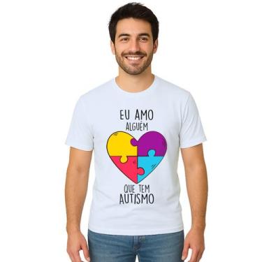 Imagem de Camiseta Amo Alguém Autista Autismo Personalizada - UseP4, Branco, Adu
