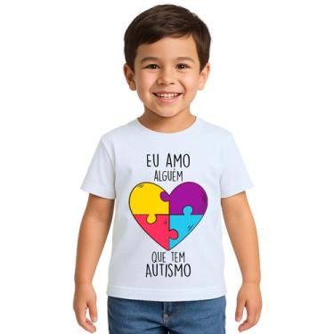 Imagem de Camiseta Amo Alguém Autista Autismo Personalizada - UseP4, Branco, Inf