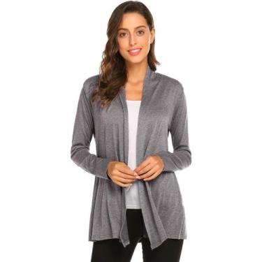 Imagem de Cardigan Feminino Manga Longa Sobretudo Sem Estampa - Slim Fitness Fas