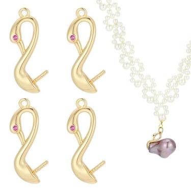 Imagem de SUNNYCLUE 1 caixa de 6 peças banhado a ouro 18 k real pingente pingente pingente fecho de aperto colar de cisne em branco pitada tampas de elos conectores com pinos de olho para fazer colar de joias