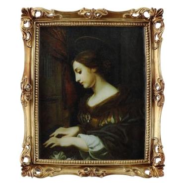 Imagem de Wonderjune Moldura dourada vintage de 17 x 23 cm, moldura ornamentada antiga de resina esculpida para mesa ou parede, decoração de casa barroca vitoriana