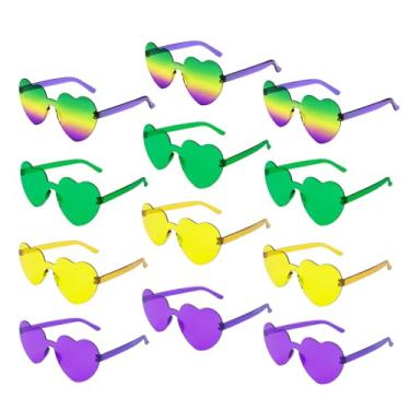 Imagem de Uintoon Óculos de sol de coração 12/18/24 peças de óculos em forma de coração para mulheres e meninas, lindos óculos de festa, acessórios para lembrancinhas de festa, Roxo, amarelo, verde - 2, 1in*1in