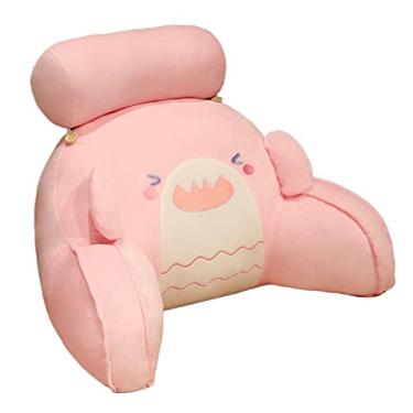 Imagem de Travesseiro de leitura, grande encosto adulto com braços e travesseiro de pescoço removível, suporte para as costas para sentar na cama com capa lavável, rosa, 70 x 50 cm