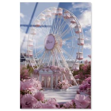 Imagem de Roda gigante em flor completa impressão acrílica decoração de parede glamorosa por Notoriart, pronto para pendurar, 50 x 76 cm