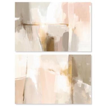 Imagem de Conjunto de 2 arte de parede de sala de estar com impressão em tela de luxo neutro da Art Remedy, Gallery Wrapped, 76 x 50 cm