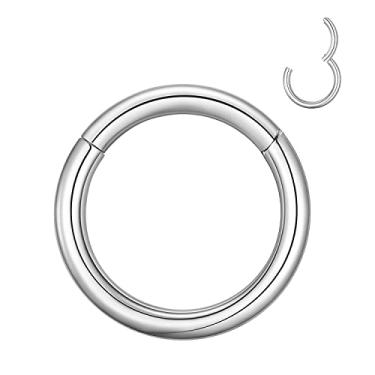 Imagem de MissNity 2G 4G 6G 8G 10G 12G Clicker Rings 316L Aço cirúrgico segmento articulado argola para septo e cartilagem orelha piercings, diâmetro 10 mm 12 mm 14 mm, 10g, 20mm, Aço inoxidável, Sem Pedra