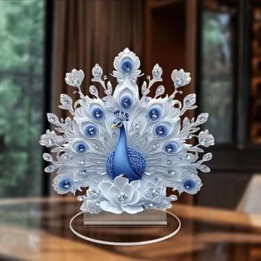 Imagem de Ornamentos de mesa da série Animal - Estatuetas decorativas para sala de estar e estudo, estátuas de decoração de casa para presentear (azul + branco)