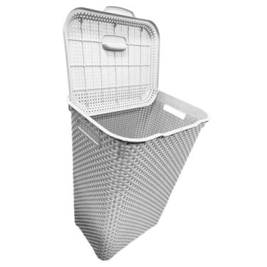 Imagem de Cesto Para Roupa Suja brinquedo Rattan 72 Litros Retangular Com Tampa Resistente Lavanderia Quarto(OFFWHITE)