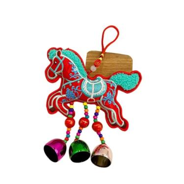 Imagem de IEUDNS Enfeite de Cavalo para o Ano Chinês, Animal do Zodíaco, Decoração Fofa para o Festival da Primavera, Feng Shui, Pingente para Pendurar em Casa, Cavalo Vermelho Correndo, Sinos