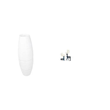 Imagem de Whtkoph Elegante Luminária de Chão com Cúpula de Papel, Decorada com Uma Estátua de Rena, Protetor de Lâmpada E Figuras de Veados. Ideal para Um Quarto Ou Sal
