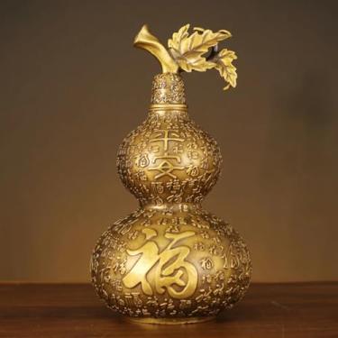 Imagem de FENNYYAR Enfeite de bênçãos de cuia oca de cobre, 18 cm, decoração de casa de hall de entrada de sala de estar