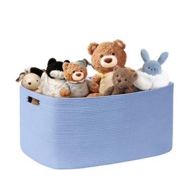 Imagem de SunNewt Cesta de roupa grande para bebês meninas 72L para armazenamento no berçário, cestas fofas de corda de algodão para crianças, presentes, cobertor de vime quadrado boho para sala de estar