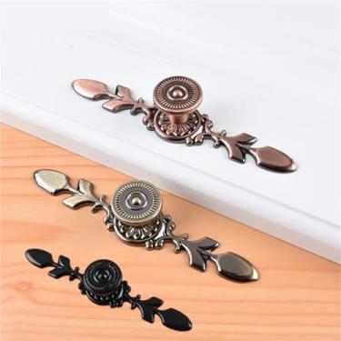 Imagem de HTNAFONI Puxadores de armário de cozinha bronze liga de alumínio moderno armário guarda-roupa porta gaveta puxadores móveis ferragem 1 peça (conjunto L bronze vermelho)