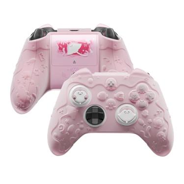 Imagem de PlayVital Capa de silicone para controle Xbox Series X/S, Cute Ocean Whisper Series Semi-Clear Silicone Skin Grip para Xbox Core Wireles Controller com alça de polegar e adesivo, proteção total - rosa