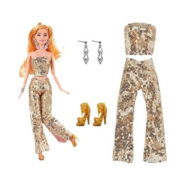 Imagem de Vestido Fashion Para Boneca Barbie, Conjunto De Inverno Com Saia, Suét