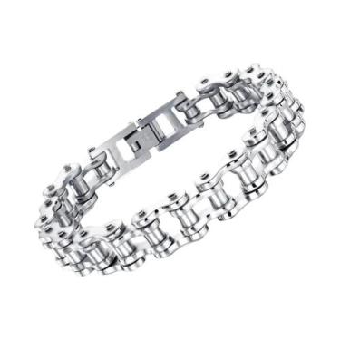 Imagem de Pulseira Masculina Punk Rock De Aço Inoxidável 316L Com Corrente De Mo