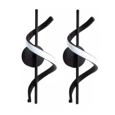 Imagem de 2 Arandela Parede Led Preta Espiral Torcida 10W Quarto Bet24 - Acienda