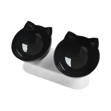 Imagem de Comedouro Duplo Elevado Antiderrapante Com Suporte Inclinado Para Cães