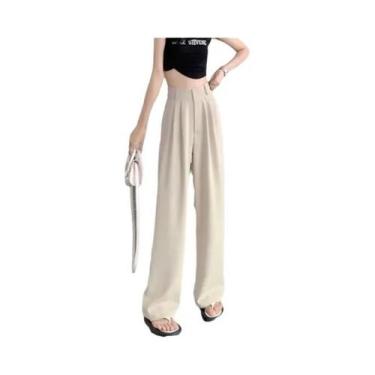 Imagem de Calças De Terno Pretas De Cintura Alta Para Mulheres, Corte Reto, Casu