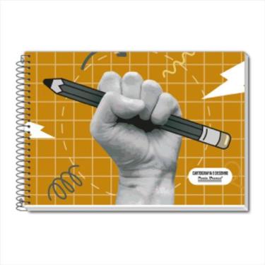 Imagem de Caderno de desenho Pauta Branca fundo branco espiral 60fls