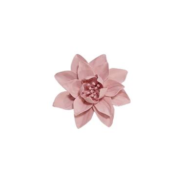 Imagem de AMERRY Magnólia, decoração de parede de flor de cerâmica de 12 cm, escultura de parede de flor artificial, flores de porcelana penduradas 3D feitas à mão para casa, corredor, sala de estar (rosa)