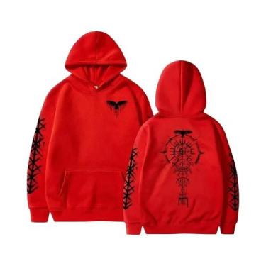 Imagem de Moletom Masculino Com Estampa De Corvo Viking, Casual, Esportivo, De A