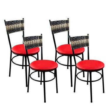 Imagem de 4 Cadeiras Para Cozinha Viena Cappuccino Premium Cor:Vermelho - Laumar