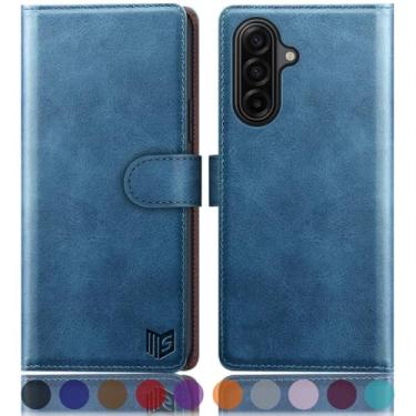 Imagem de SUANPOT Capa carteira compatível com Samsung Galaxy A17 5G com suporte de cartão de crédito com bloqueio RFID, capa protetora de couro PU flip book mulheres homens para Samsung A17 capa de telefone