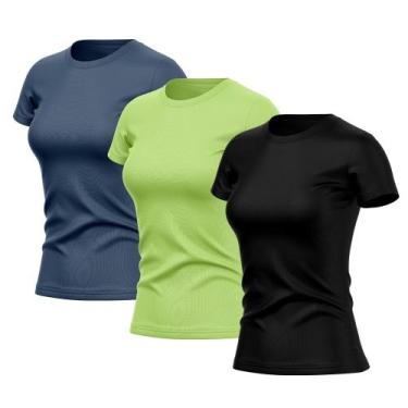 Imagem de Kit 3 Camisetas Feminina Manga Curta Dry Fit Basica Lisa Proteção Sola