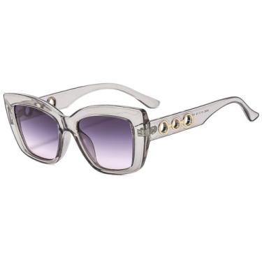 Imagem de Óculos de Sol UV400 - Olho de Gato com Estampa de Leopardo e Lentes Degradê para Homens e Mulheres, Ideais para Esportes ao Ar Livre, Corrida e Ciclismo, Cinza