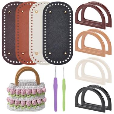 Imagem de UNICRAFTALE 8 peças 4 cores bolsas bases para crochê com alças em forma de D bolsa de couro acessórios para bolsas de ombro personalizadas projetos de presente DIY