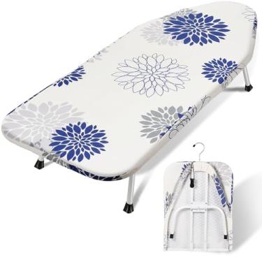 Imagem de SheeChung Tábua de passar roupa de mesa 30 x 81 cm, pequenas tábuas de passar a ferro com almofada resistente ao calor, tábua de passar de mesa portátil com pés antiderrapantes, mini tábua de ferro