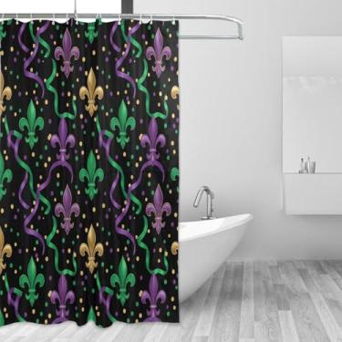 Imagem de Blueangle Cortina de chuveiro Mardi Gras Ribbons - Conjunto de banho de tecido impermeável com ganchos, 152 x 182 cm (267)
