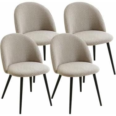 Imagem de Conjunto de 2 capas para cadeiras de sala de jantar, capas protetoras para cadeiras com encosto curvo e sem braços, ideais para cozinha, escritório e sala de estar.