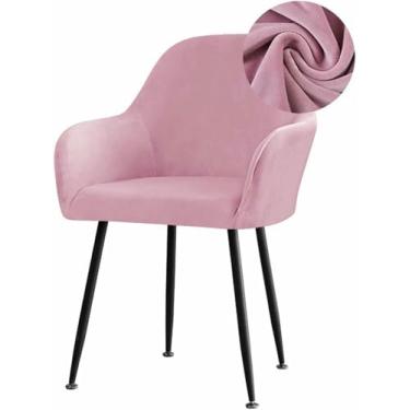 Imagem de Capas elásticas de veludo para cadeiras de jantar, com encosto curvo e apoio de braço. Capa removível para cadeira giratória de sala de jantar ou casamento.