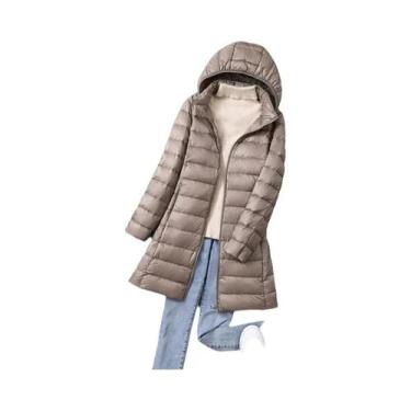 Imagem de Jaqueta Puffer Feminina Branca De Pluma De Pato Extra Longa Com Forro 