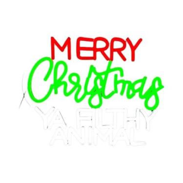Imagem de Letreiro Neon LED Vibrante De Feliz Natal, Decoração De Parede, Luz De