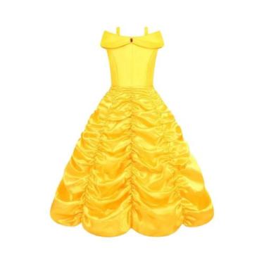 Imagem de Vestido De Princesa Amarelo Fantasia Da Bela Para Meninas Halloween a 